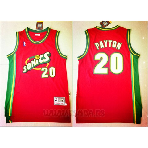 Camiseta Historic Retro Seattle SuperSonics Gary Payton #20 Rojo